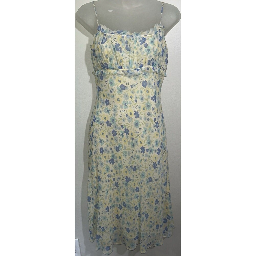 Express Yellow Floral Butter Strapless Ditzy Cottagecore Babydoll Silk Dress 3-4